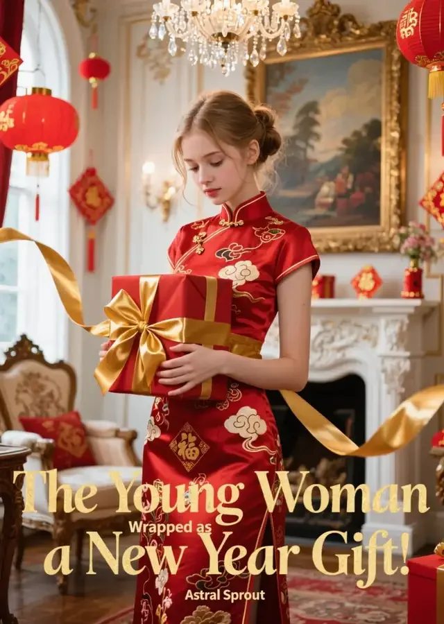 The Young Woman Wrapped as a New Year Gift